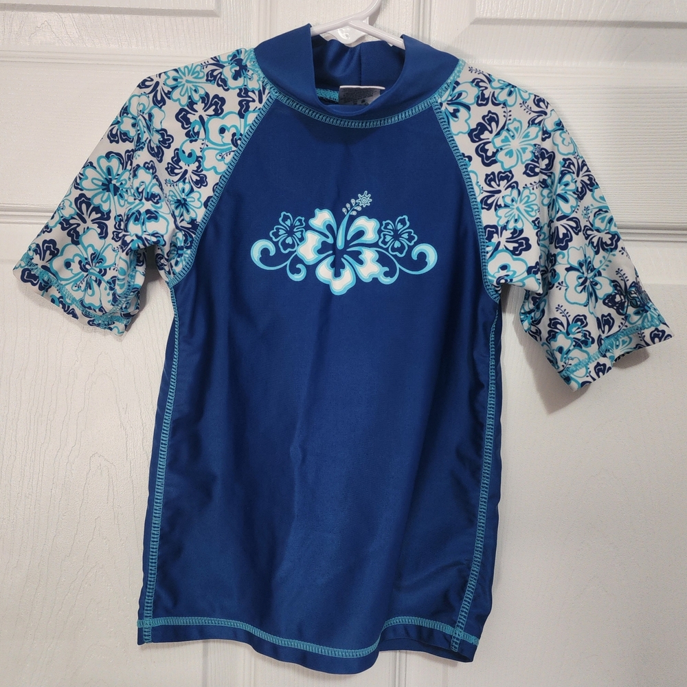 Blue and White Rashguard with UV Protection
